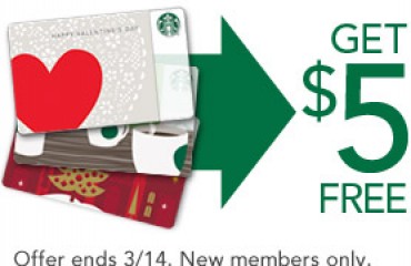 新會員登記Starbucks卡，領取$5