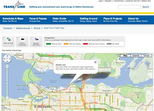 大溫哥華地區即時路況圖