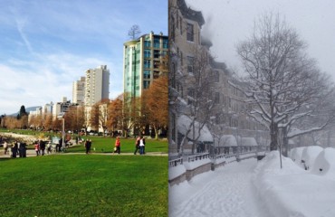 風和日麗的溫哥華 VS 漫天風雪的多倫多