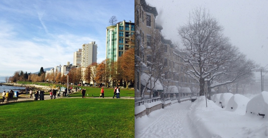 風和日麗的溫哥華 VS 漫天風雪的多倫多
