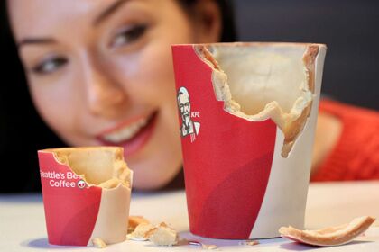 英國肯德基推出可食用咖啡杯具有多種口味