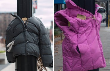 穿外套的電線桿：加拿大小女孩雪中送炭給流浪漢送冬裝